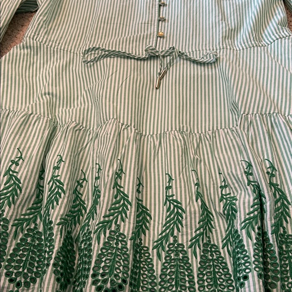 Lands' End Green Striped Dress with Floral Hem - Picture 5 of 12